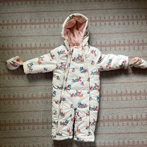 EUC John Lewis 12-18 month snowsuit with mittens